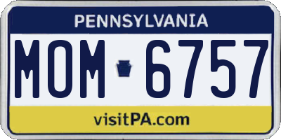 PA license plate MOM6757