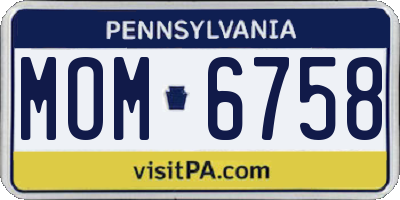 PA license plate MOM6758