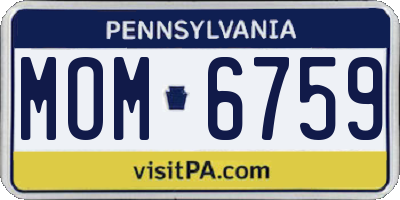 PA license plate MOM6759