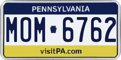 PA license plate MOM6762