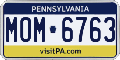 PA license plate MOM6763