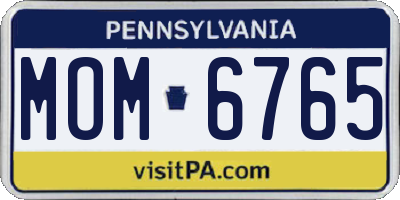 PA license plate MOM6765