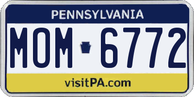 PA license plate MOM6772