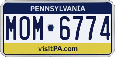 PA license plate MOM6774