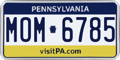 PA license plate MOM6785