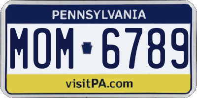 PA license plate MOM6789