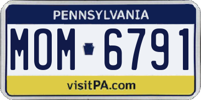 PA license plate MOM6791
