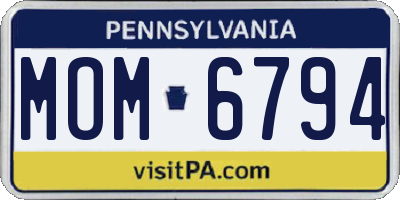 PA license plate MOM6794