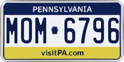PA license plate MOM6796
