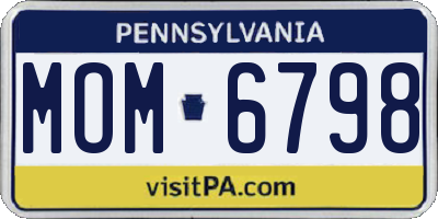 PA license plate MOM6798
