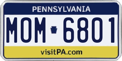 PA license plate MOM6801