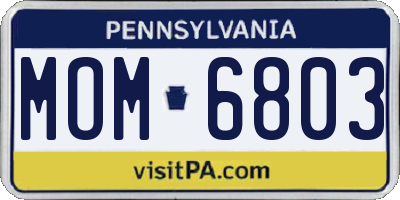 PA license plate MOM6803