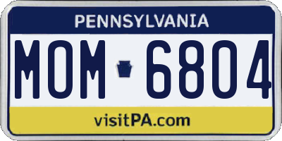 PA license plate MOM6804