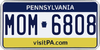 PA license plate MOM6808