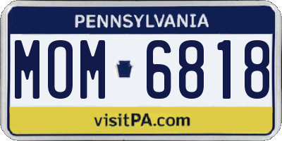 PA license plate MOM6818