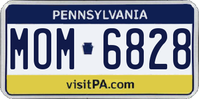 PA license plate MOM6828