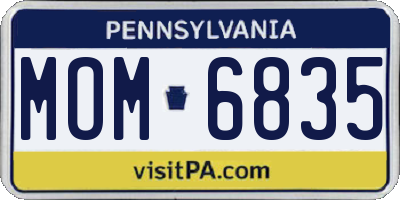 PA license plate MOM6835