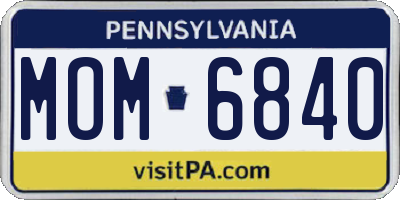 PA license plate MOM6840