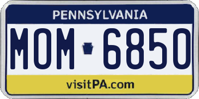 PA license plate MOM6850