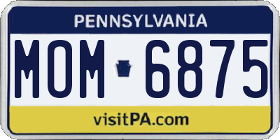 PA license plate MOM6875