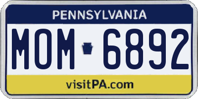 PA license plate MOM6892