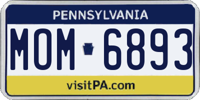 PA license plate MOM6893