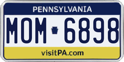 PA license plate MOM6898