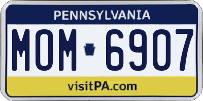 PA license plate MOM6907