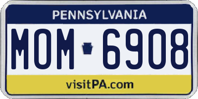 PA license plate MOM6908