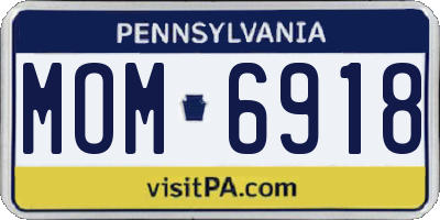 PA license plate MOM6918