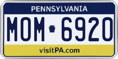 PA license plate MOM6920