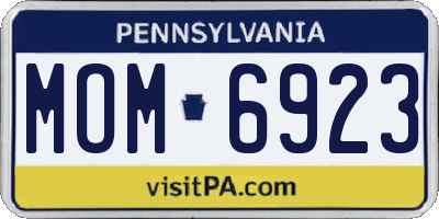 PA license plate MOM6923