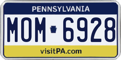 PA license plate MOM6928