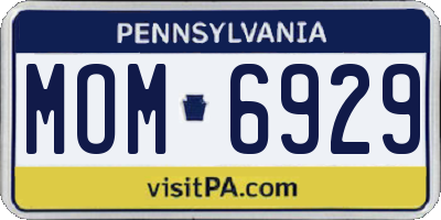 PA license plate MOM6929