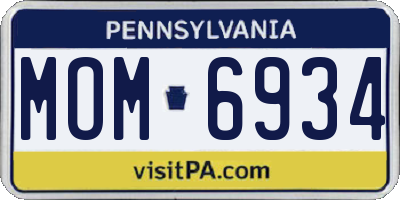 PA license plate MOM6934