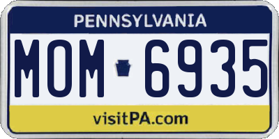 PA license plate MOM6935