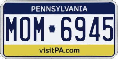 PA license plate MOM6945
