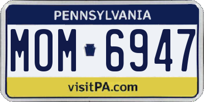 PA license plate MOM6947