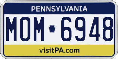 PA license plate MOM6948