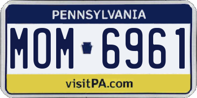 PA license plate MOM6961