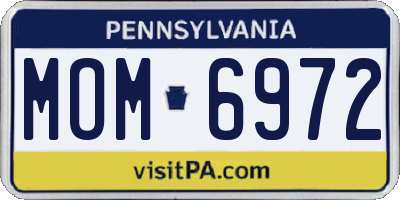 PA license plate MOM6972