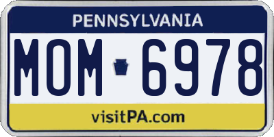 PA license plate MOM6978