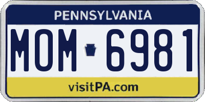 PA license plate MOM6981