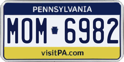 PA license plate MOM6982