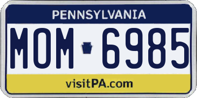 PA license plate MOM6985