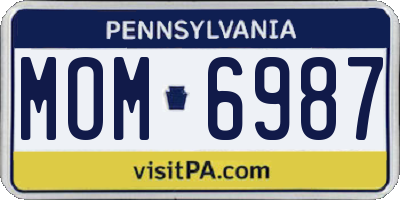 PA license plate MOM6987