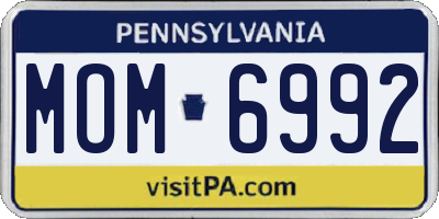 PA license plate MOM6992