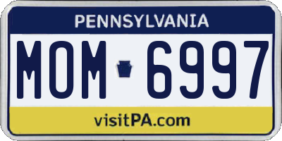 PA license plate MOM6997