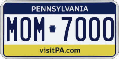 PA license plate MOM7000