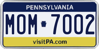 PA license plate MOM7002